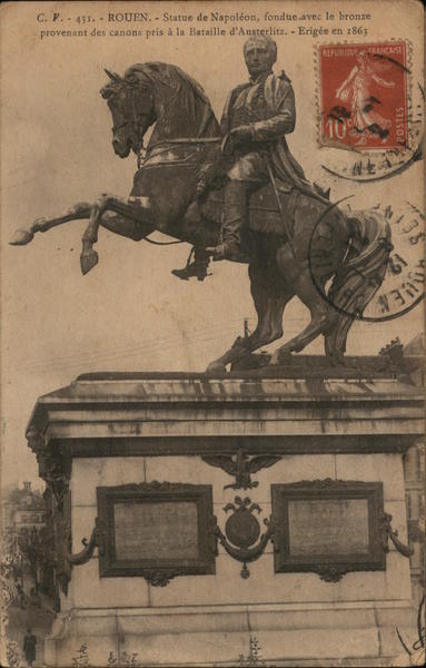 Statue de Napoleon Fondue Avec le Bronze Rouen France