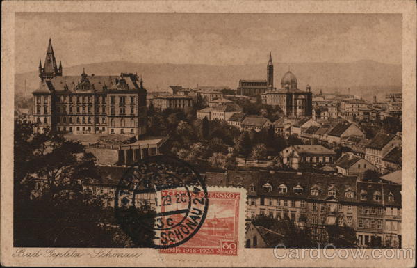 View of City Teplitz-Schönau Czechoslovakia Eastern Europe