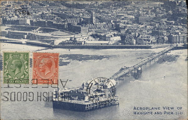 Aeroplane View of Margate and Pier Great Britain Kent