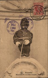 Manneken-Pis en Soldat Francais Brussels, Belgium Benelux Countries Postcard Postcard