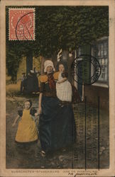 Dutch Mother and Children Take a Walk Spakenburg, Netherlands Benelux Countries Postcard Postcard