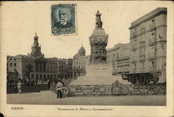 Monumento S. Moret y Ayuntamiento Cadiz, Spain Postcard Postcard Postcard