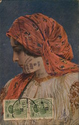 Woman in headscarf Luxembourg Postcard Postcard