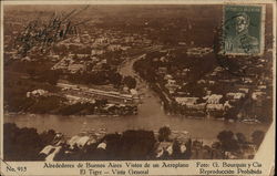 Alrededores de Buenos Aires, Vistos de un Aeroplano, El Tigre - Visto General Argentina Postcard Postcard