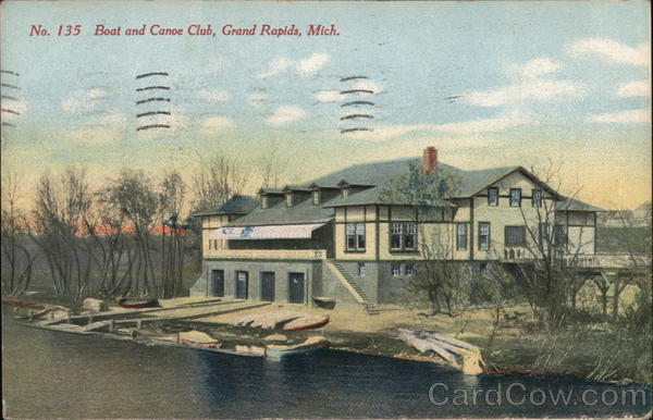 boat and canoe club grand rapids, mi postcard