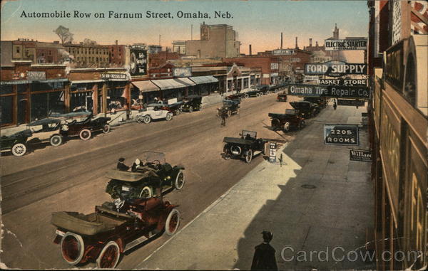 Automobile Row on Farnum Street Omaha Nebraska