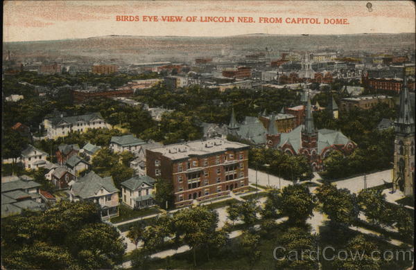Birds Eye View Of Lincoln Neb. from Capitol Dome Nebraska