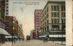 Walnut Street, Looking East from Seventh Des Moines, IA Postcard Postcard Postcard