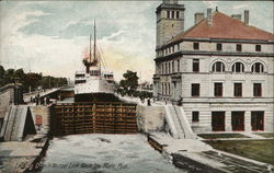 Locking Down in Weitzel Lock Sault Ste. Marie, MI Postcard Postcard Postcard