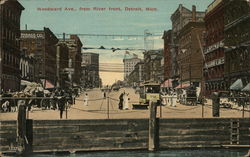 Woodward Ave., from River front Detroit, MI Postcard Postcard Postcard