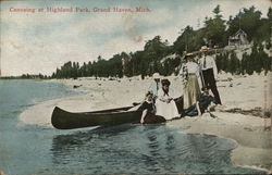 Canoeing at Highland Park Postcard