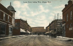 Locust Street. Looking West Allegan, MI Postcard Postcard Postcard