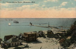 S.S. Puritan Entering Harbor Postcard
