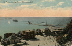 S.S. Puritan Entering Harbor Macatawa, MI Postcard Postcard Postcard