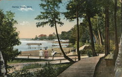 Waterfront Docks and Boardwalk Harbor Point, MI Postcard Postcard Postcard