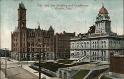 City Hall, Bee Building and Courthouse Omaha, NE Postcard Postcard Postcard