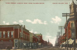 Third Street Looking West From Palmer House Grand Island, NE Postcard Postcard Postcard