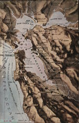 Map of San Francisco Bay California Postcard Postcard Postcard