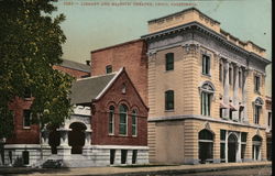 Library and Majestic Theatre Postcard