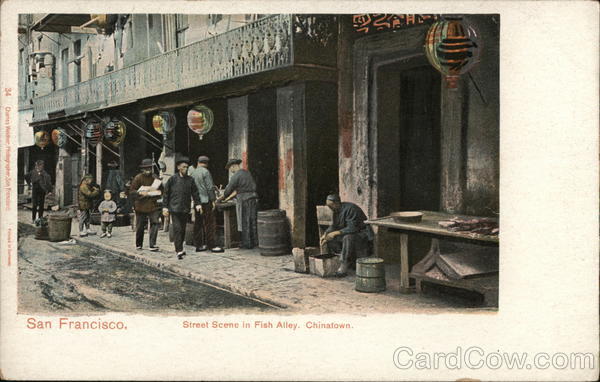 Street Scene in Fish Alley, Chinatown San Francisco California