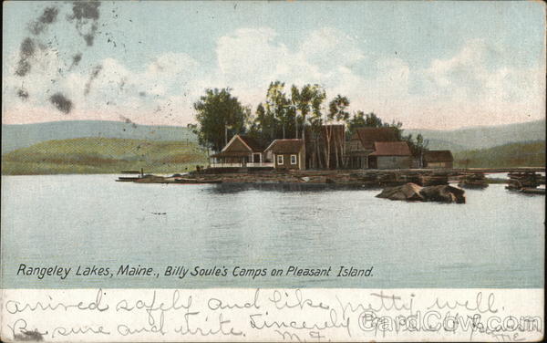 Rangeley Lakes, Maine., Billy Soule's Camps on Pleasant Island
