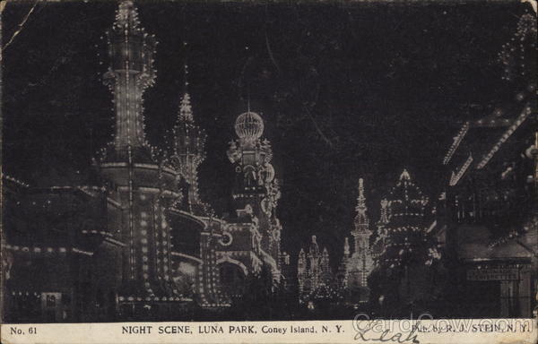 Luna Park, Night Scene Coney Island New York