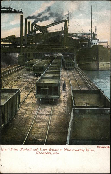 Great Hoists Hughlett and Brown Electric at Work Unloading Vessel Conneaut Ohio