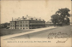 Quarters of Co. A. & H. and E. & B., Fort Wayne Detroit, MI Postcard Postcard Postcard