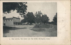 The Center, the Green and the Store Burlington, CT Postcard Postcard Postcard