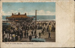 Pier, Busy Beach Scene Postcard