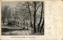 Northwood Park and Foot-Bridge on a Frosty Morning Iowa Postcard Postcard Postcard