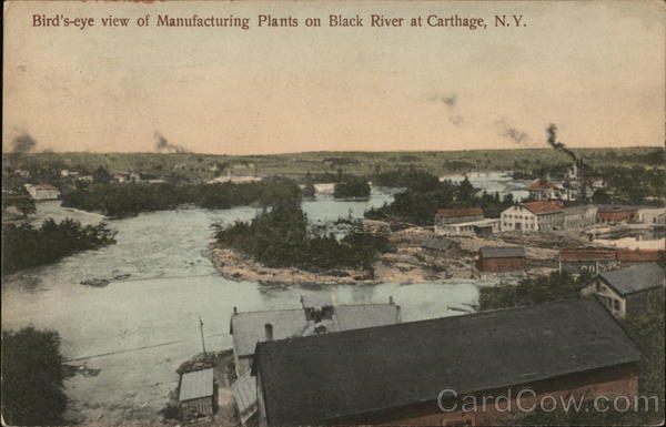 Bird's-Eye View of Manufacturing Plants on Black River at Carthage, N.Y. New York