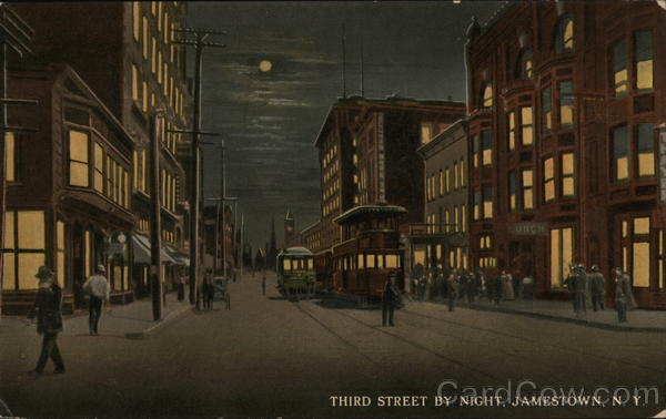 Third Street by Night Jamestown New York