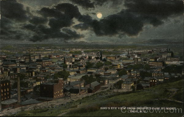 Bird's Eye View From Prospect Park at Night Troy New York
