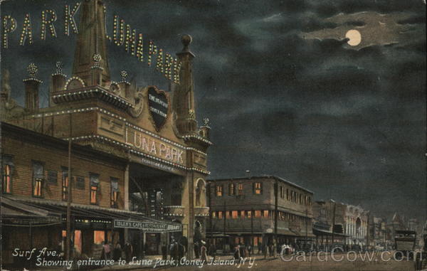 Surf Avenue, Showing Entrnace to Luna Park Coney Island New York