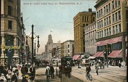 Main Street West From Paul Street Rochester, NY Postcard Postcard Postcard