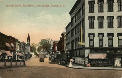 Oneida Street, East from Lower Bridge Fulton, NY Postcard Postcard 