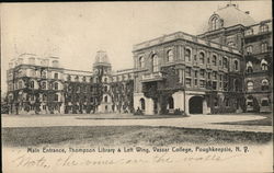 Main Entrance, Thompson Library & Left Wing, Vassar College Postcard