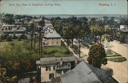 Birds Eye View of Broadway looking West Flushing, NY Postcard Postcard Postcard