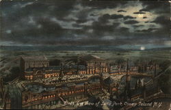 Bird's Eye View of Luna Park at Night Postcard