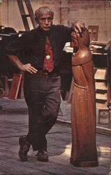 Beniamino Bufano, With His Statue of St. Francis Beniamino Bufano, With His Statue of St. Francis