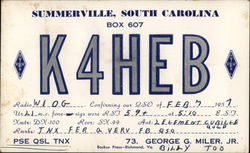 K4HEB Summerville, SC QSL & Ham Radio Postcard Postcard Postcard