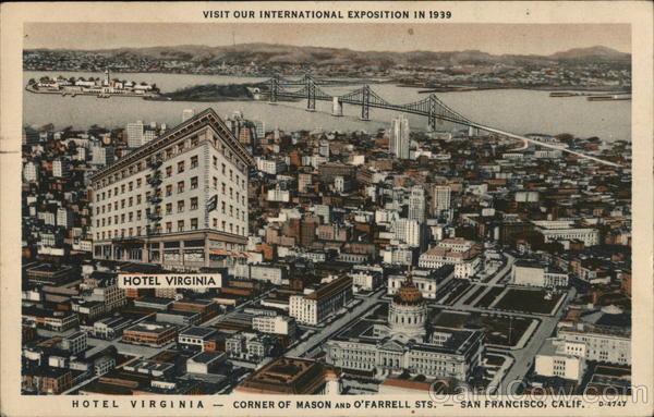Visit Our International Exposition in 1939: Hotel Virginia San Francisco California