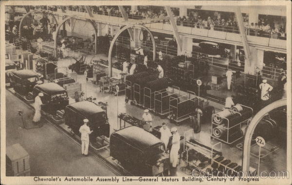 Chevrolet's Automobile Assembly Line, General Motors Building, Century of Progress Chicago Illinois