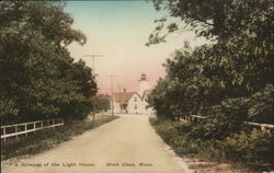 A Glimpse of the Light House West Chop, MA Postcard Postcard Postcard