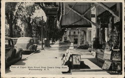 View of Upper Main Street from Dean's Drug Store Warrensburg, NY Postcard Postcard Postcard