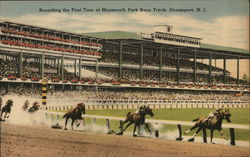 Rounding the First Turn at Monmouth Park Race Track Oceanport, NJ Postcard Postcard Postcard