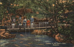 Fishing From the Bridge Devil's Hole, Bermuda Postcard Postcard Postcard