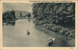 Motor Boating at Beautiful Irvin Park Curwensville, PA Postcard Postcard Postcard