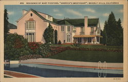 Residence of Mary Pickford Beverly Hills, CA Postcard Postcard Postcard